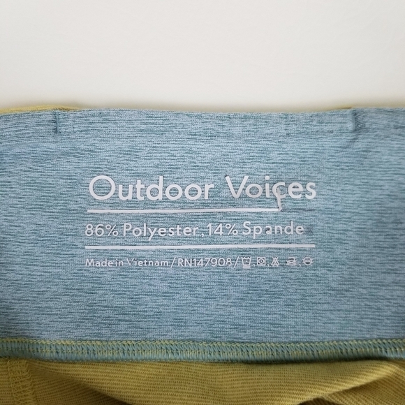 Outdoor Voices colorblock blue yellow 7/8 length activewear leggings womens sz S - Picture 7 of 7